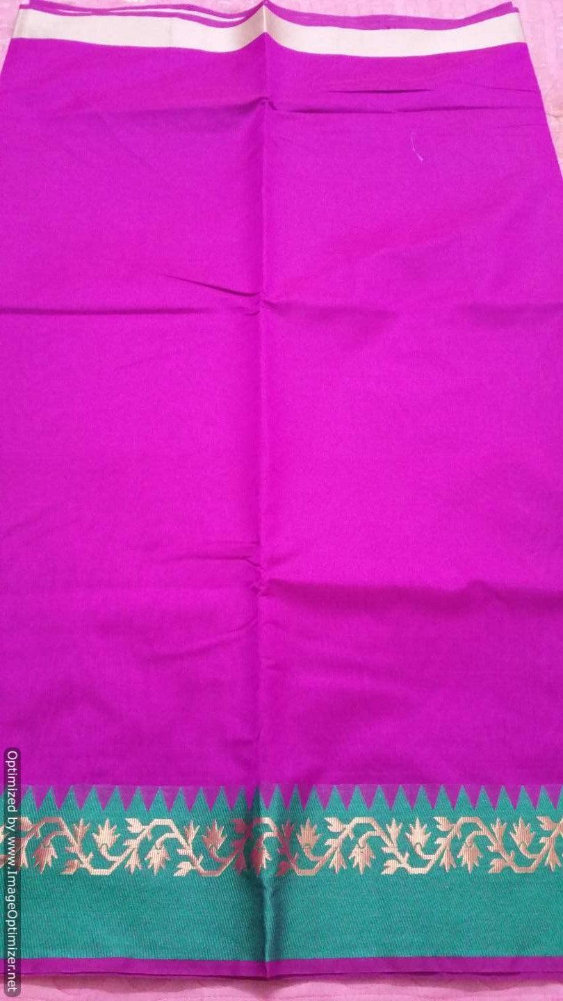 Purple Banarasi Cotton Silk Saree with Running Blouse Fabric BS33 - Ethnic's By Anvi Creations