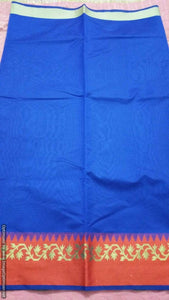 Blue Banarasi Cotton Silk Saree with Running Blouse Fabric BS34 - Ethnic's By Anvi Creations