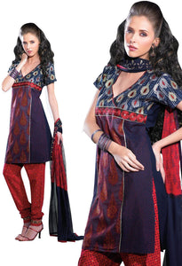 Blue Embellished Cotton Silk Stitched  Salwar kameez Churidar SC2414-Anvi Creations-Salwar Kameez