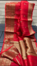 Load image into Gallery viewer, Red Weaven Kora Banarasi Saree FAKB01 - Ethnic&#39;s By Anvi Creations