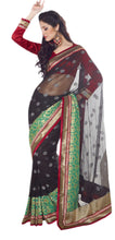 Load image into Gallery viewer, Black Banarasi Border Net saree SC30007A-Anvi Creations-Designer Saree