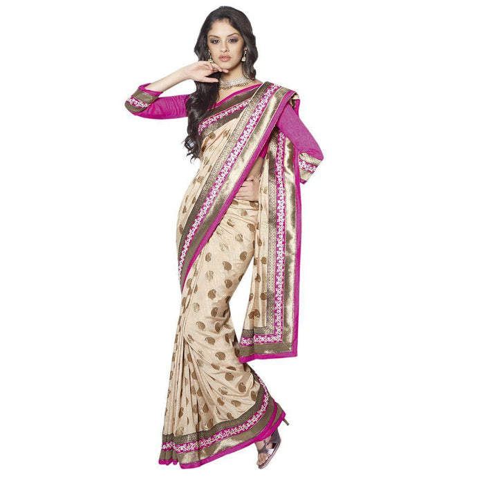 Cream Embroidered Silk Zari Butti saree SC30023B-Anvi Creations-Designer Saree
