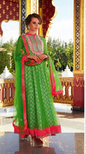 Load image into Gallery viewer, Green Net Anarkali With Printed Lining Semi Stitched Suit SC3011A-Anvi Creations-Salwar Kameez