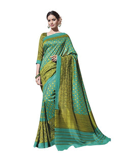 Green Printed Soft Embroidered Thappa Silk Saree SC30233-Anvi Creations-Designer Saree