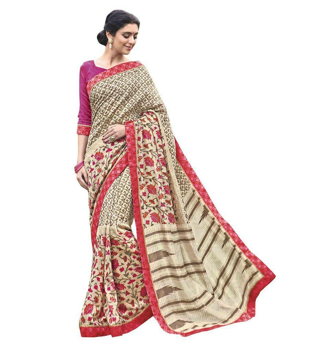 Designer Cream Printed Lacer Border Art Silk Saree SC30338-Anvi Creations-Designer Saree
