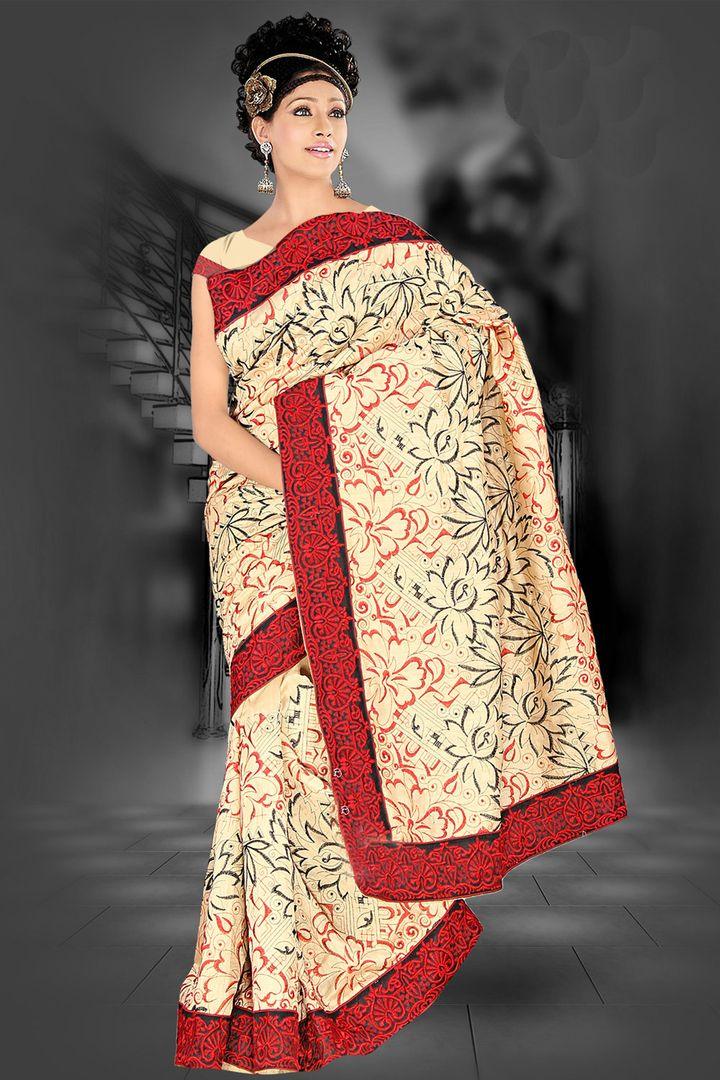Embroidered Bhagalpuri Cotton Silk Saree SC3116-Anvi Creations-SALE,Saree