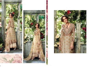 Designer Beige Kora Silk Printed Dress Material with Chiffon Dupatta GAN25-Anvi Creations-Kora Silk Dress Material