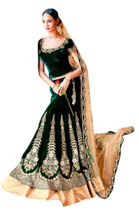 Heavy Wedding  Velvet Green  Lehenga Choli SC5050-Anvi Creations-Party Wear Lehenga Choli