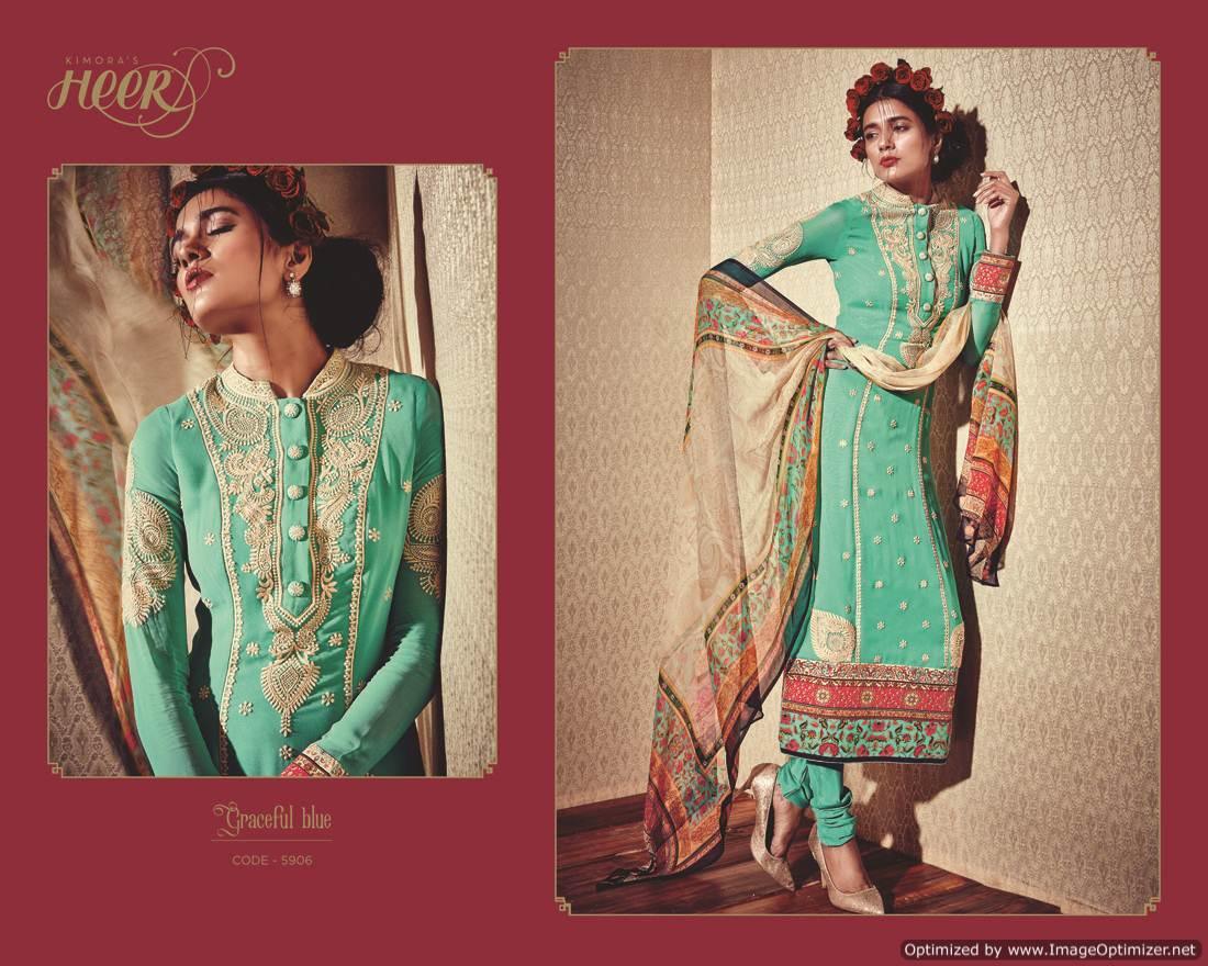 Heer Turquoise Pure Georgette Embroidered Dress Material SC5906-Anvi Creations-Salwar Kameez