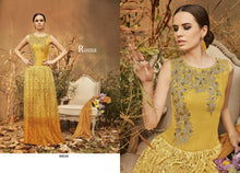 Load image into Gallery viewer, Designer Semi Stitched Yellow Georgette Brasso Embroidered Shrug Gown Dress Material RM6606-Anvi Creations-Salwar Kameez