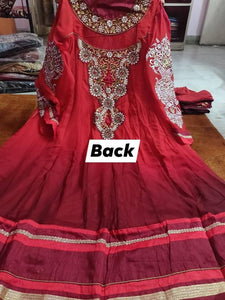 Designer Semi Stitched Shaded Georgette Red Anarkali Dress Material SC2002-Anvi Creations-Salwar Kameez