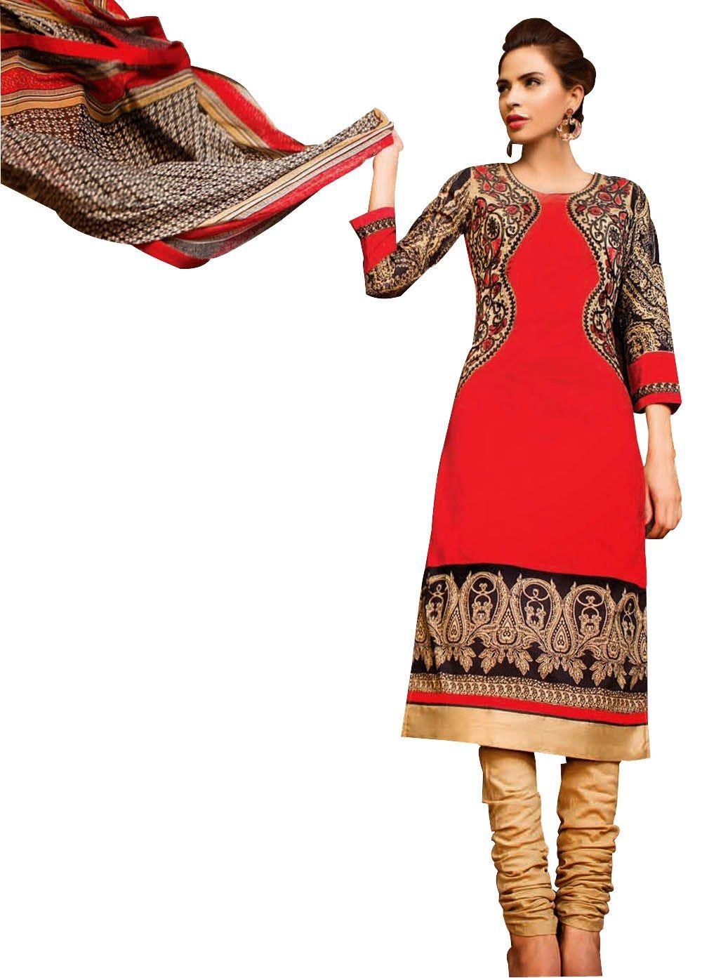 Lawn Cotton Embellished Dress Material with Chiffon Dupatta 9021-Anvi Creations-Salwar Kameez