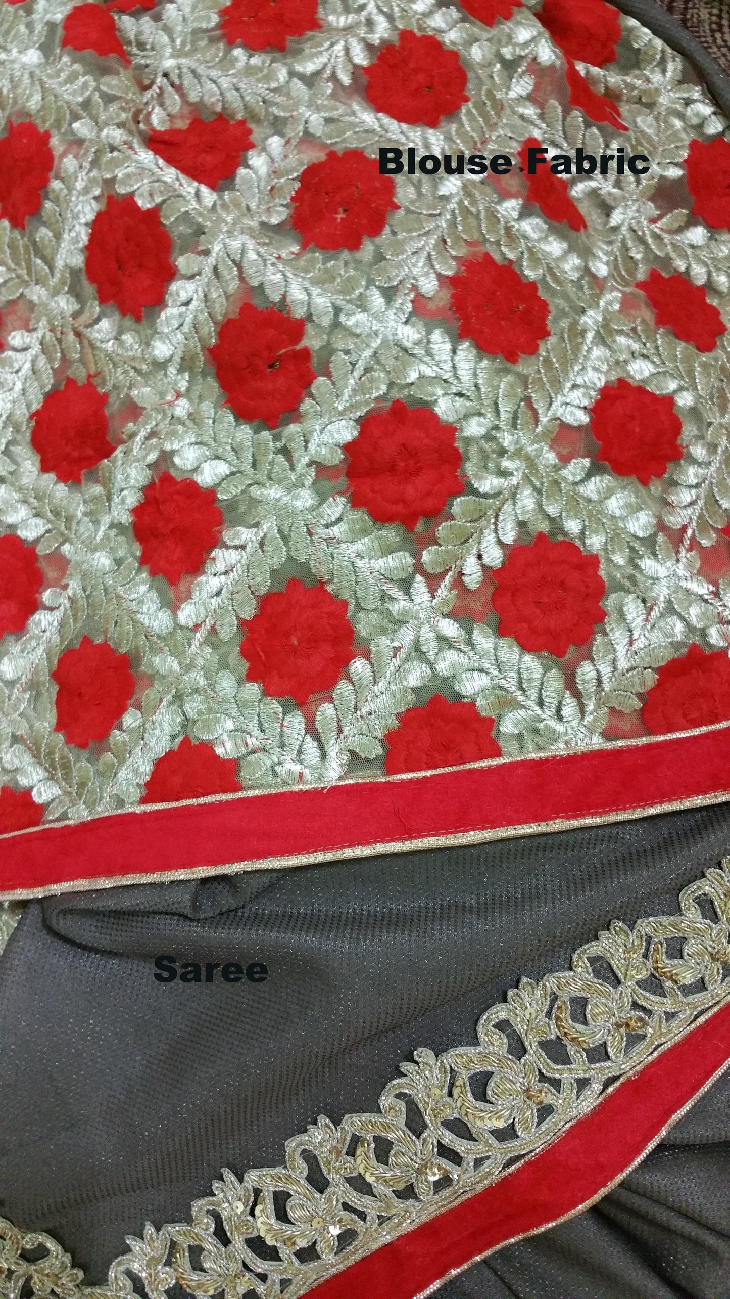 Corain Silk Gray Zardozi Border Saree With Heavy Blouse Fabric ACC105-Anvi Creations-Designer Saree