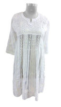 Charger l&#39;image dans la galerie, White Cotton &amp; Georgette Stitched Kurta Dress Size 36, 38, 42 ACC26-Anvi Creations-Kurta,Kurti,Top,Tunic