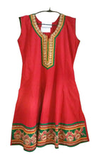 Charger l&#39;image dans la galerie, Red Cotton Anarkali Stitched Cotton Kurta Dress Size 38 ACC32-Anvi Creations-Kurta,Kurti,Top,Tunic