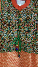 Load image into Gallery viewer, Orange Cotton Stitched Kurta With Embroidered Jacket Dress Size 38 ACC40-Anvi Creations-Kurta,Kurti,Top,Tunic