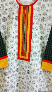 White Cotton Long Stitched Kurta Dress Size 38  ACC41-Anvi Creations-Kurta,Kurti,Top,Tunic