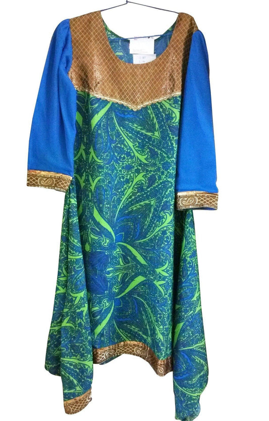 Green Crepe with lining asymetrical Stitched Kurta Dress Size 38 ACC43-Anvi Creations-Kurta,Kurti,Top,Tunic