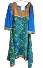 Load image into Gallery viewer, Green Crepe with lining asymetrical Stitched Kurta Dress Size 38 ACC43-Anvi Creations-Kurta,Kurti,Top,Tunic