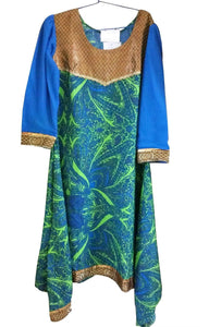 Green Crepe with lining asymetrical Stitched Kurta Dress Size 38 ACC43-Anvi Creations-Kurta,Kurti,Top,Tunic