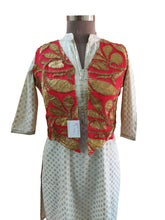 Charger l&#39;image dans la galerie, Carrot Pink Gotta Embroidered Ethnic Jacket Shrug ACJ03-Anvi Creations-Jacket,Koti