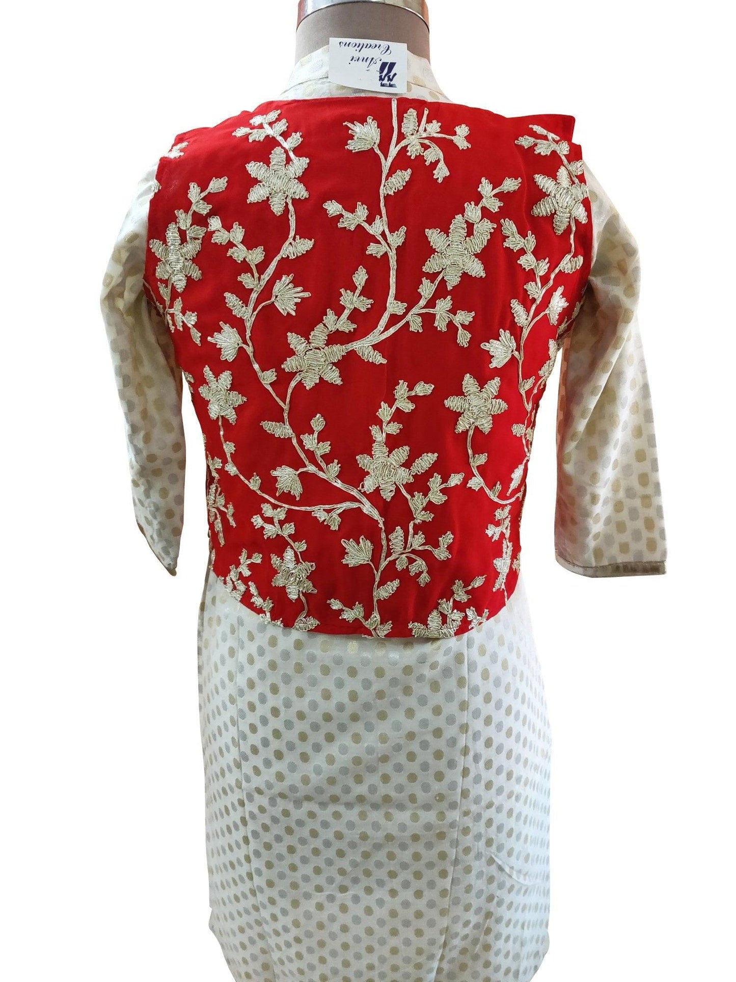 Red Gotta Embroidered Ethnic Jacket Shrug ACJ13-Anvi Creations-Jacket,Koti
