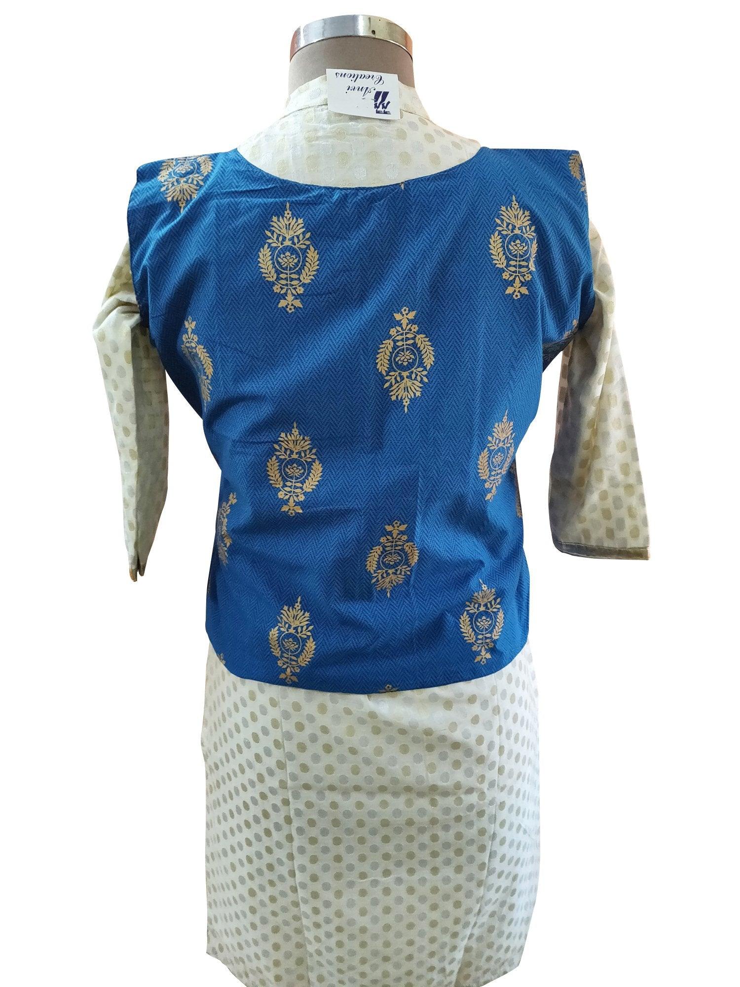Blue Cotton Block Printed Ethnic Jacket ACJ15-Anvi Creations-Jacket,Koti