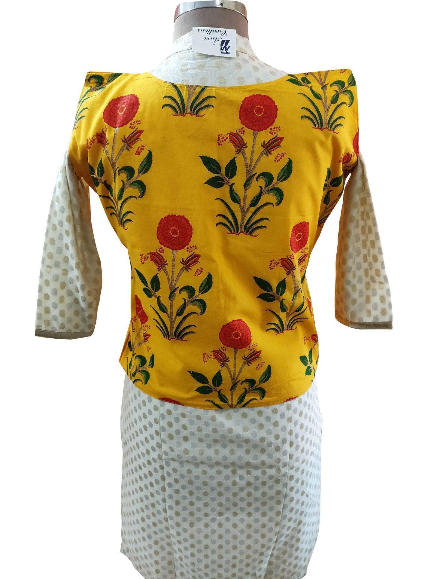 Yellow Cotton Block Printed Ethnic Jacket ACJ16-Anvi Creations-Jacket,Koti