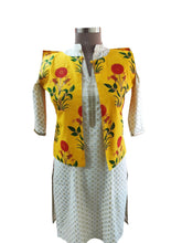 Charger l&#39;image dans la galerie, Yellow Cotton Block Printed Ethnic Jacket ACJ16-Anvi Creations-Jacket,Koti