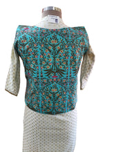 Charger l&#39;image dans la galerie, Turquoise Cotton Block Printed Ethnic Jacket ACJ18-Anvi Creations-Jacket,Koti