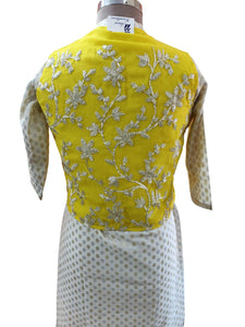 Yellow Gotta Embroidered Ethnic Jacket Shrug ACJ20-Anvi Creations-Jacket,Koti