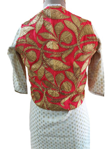 Carrot Pink Gotta Embroidered Ethnic Jacket Shrug ACJ21-Anvi Creations-Jacket,Koti
