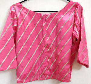 Designer Pink Chinon Zari Embroidered Ready to Wear Blouse Crop Top ACP05-Ethnic's By Anvi Creations-Blouse,Readymade Blouse