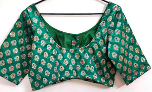 Designer Green Banarasi Brocade Silk Ready to Wear Blouse ACP17-Ethnic's By Anvi Creations-Blouse,Readymade Blouse