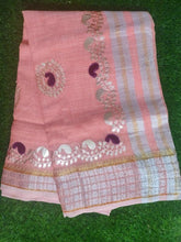 Load image into Gallery viewer, Baby Pink Pure Linen Cotton saree with Gotta Patti Work AD4701 - Ethnic&#39;s By Anvi Creations