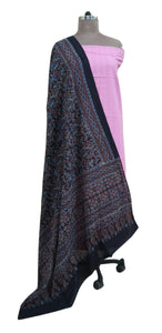 Baby Pink Kantha Embroidered Kurta Top with Ajrakh Printed Dupatta AJK02 - Ethnic's By Anvi Creations