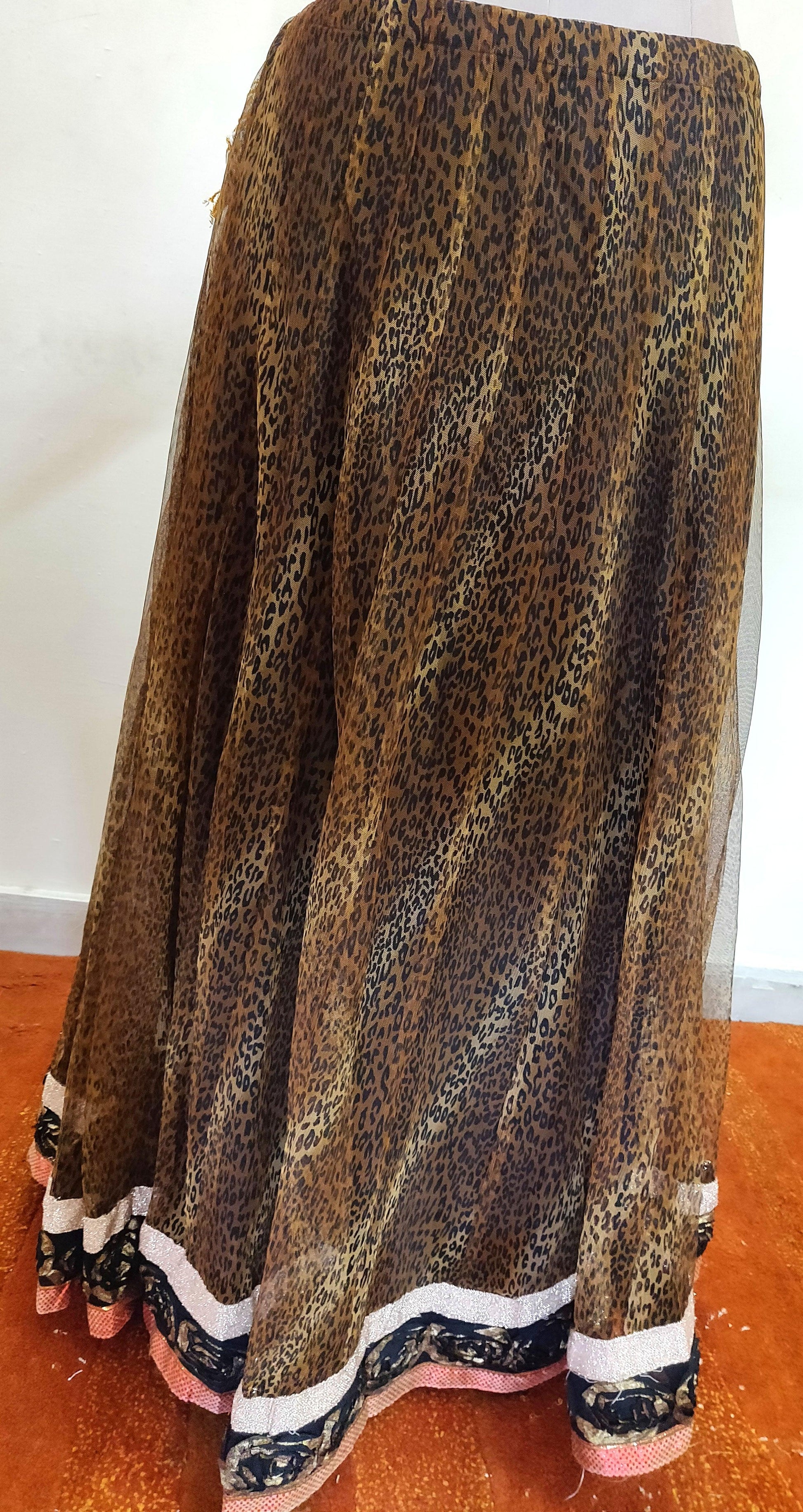 Designer Leopard Print Net Ready To Wear Lehenga Skirt Only ALC12 - Ethnic's By Anvi Creations
