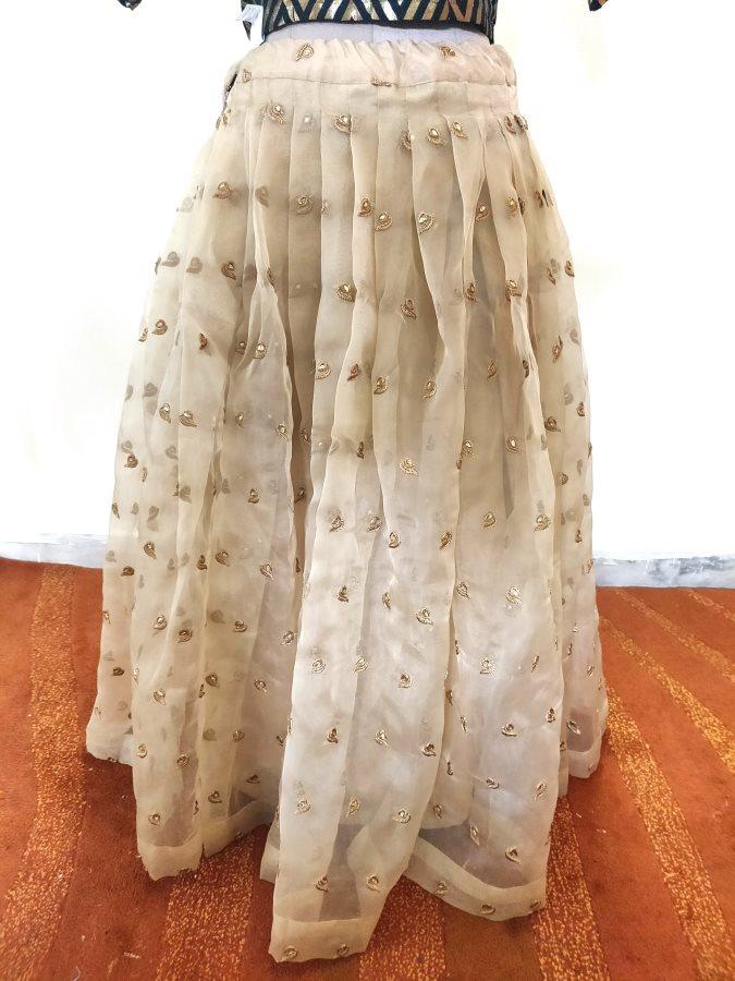 Designer Beige Glass Tissue Embroidered Ready To Wear Lehenga Skirt Only ALC15 - Ethnic's By Anvi Creations