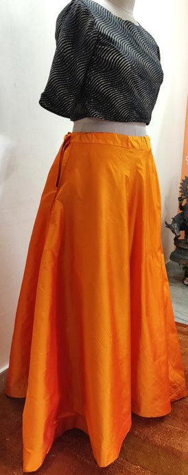 Orange Dupion Silk Ready To Wear Lehenga Skirt Only ALC19 - Ethnic's By Anvi Creations