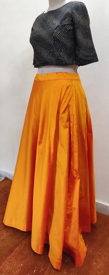 Orange Dupion Silk Ready To Wear Lehenga Skirt Only ALC19 - Ethnic's By Anvi Creations