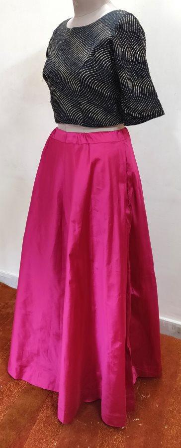 Magenta Pink Dupion Silk Ready To Wear Lehenga Skirt Only ALC20 - Ethnic's By Anvi Creations