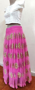 Designer Heavy Embroidered Purplish Pink Ready To Wear Lehenga Skirt Only ALC24 - Ethnic's By Anvi Creations