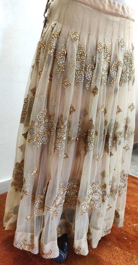 Designer Heavy Embroidered Beige Ready To Wear Lehenga Skirt Only ALC25 - Ethnic's By Anvi Creations