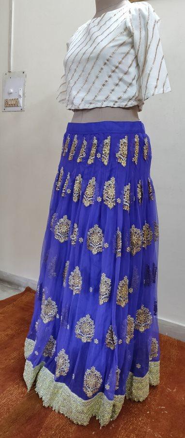 Designer Heavy Embroidered Royal Blue Ready To Wear Lehenga Skirt Only ALC27 - Ethnic's By Anvi Creations