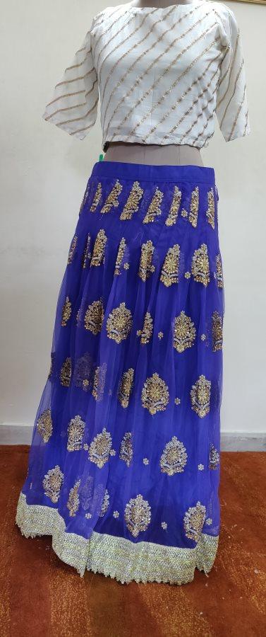 Designer Heavy Embroidered Royal Blue Ready To Wear Lehenga Skirt Only ALC27 - Ethnic's By Anvi Creations