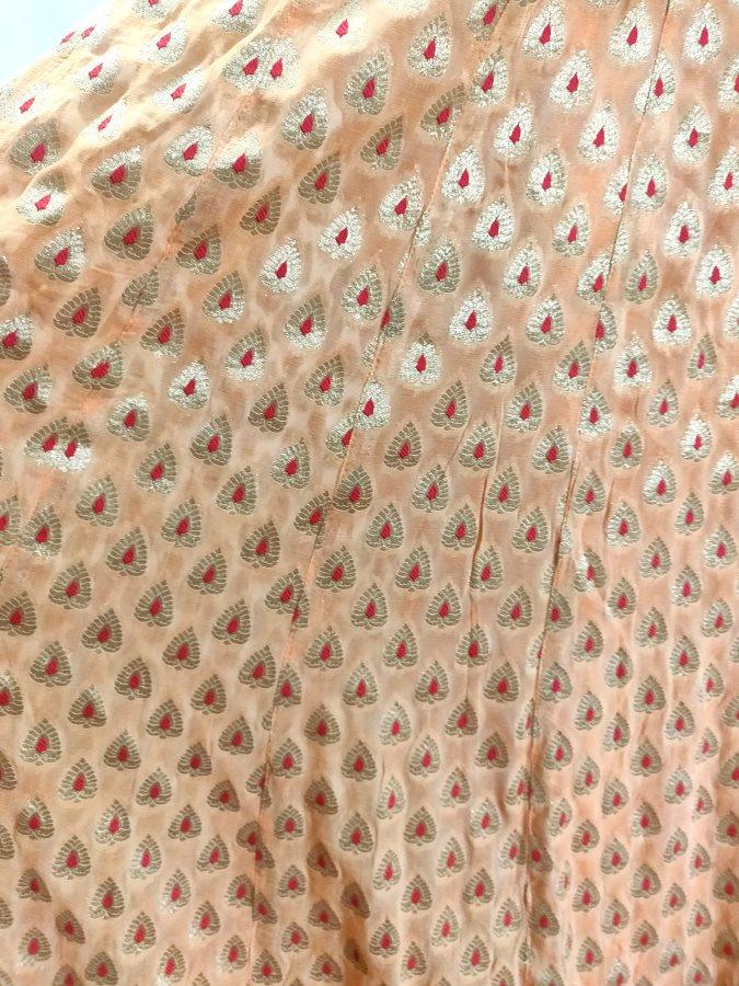 Designer Pure Georgette Peach Ready To Wear Lehenga Skirt with Banarasi Dupatta ALC28 - Ethnic's By Anvi Creations