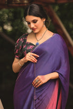 Load image into Gallery viewer, Purple Shaded Velvet Chiffon Saree with Sequined Blouse AN03 - Ethnic&#39;s By Anvi Creations