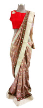 Load image into Gallery viewer, Red Pashmina Cotton Saree APS63-Anvi Creations-Pashmina Saree