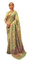 Charger l&#39;image dans la galerie, Green Kashmiri Woven Modal Silk Saree AB86 - Ethnic&#39;s By Anvi Creations