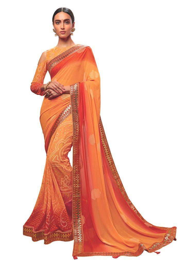 Designer Georgette Yellow Bandhani Bandhej Saree BAN21-Anvi Creations-Bandhej Saree